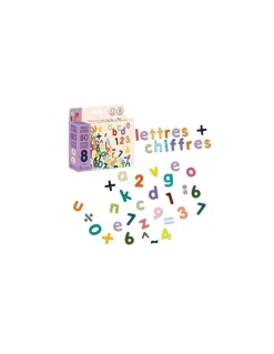 Magnets bois 80 lettres minuscules et chiffres - Jeujura