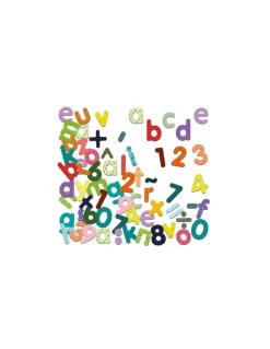 Magnets bois 80 lettres minuscules et chiffres - Jeujura