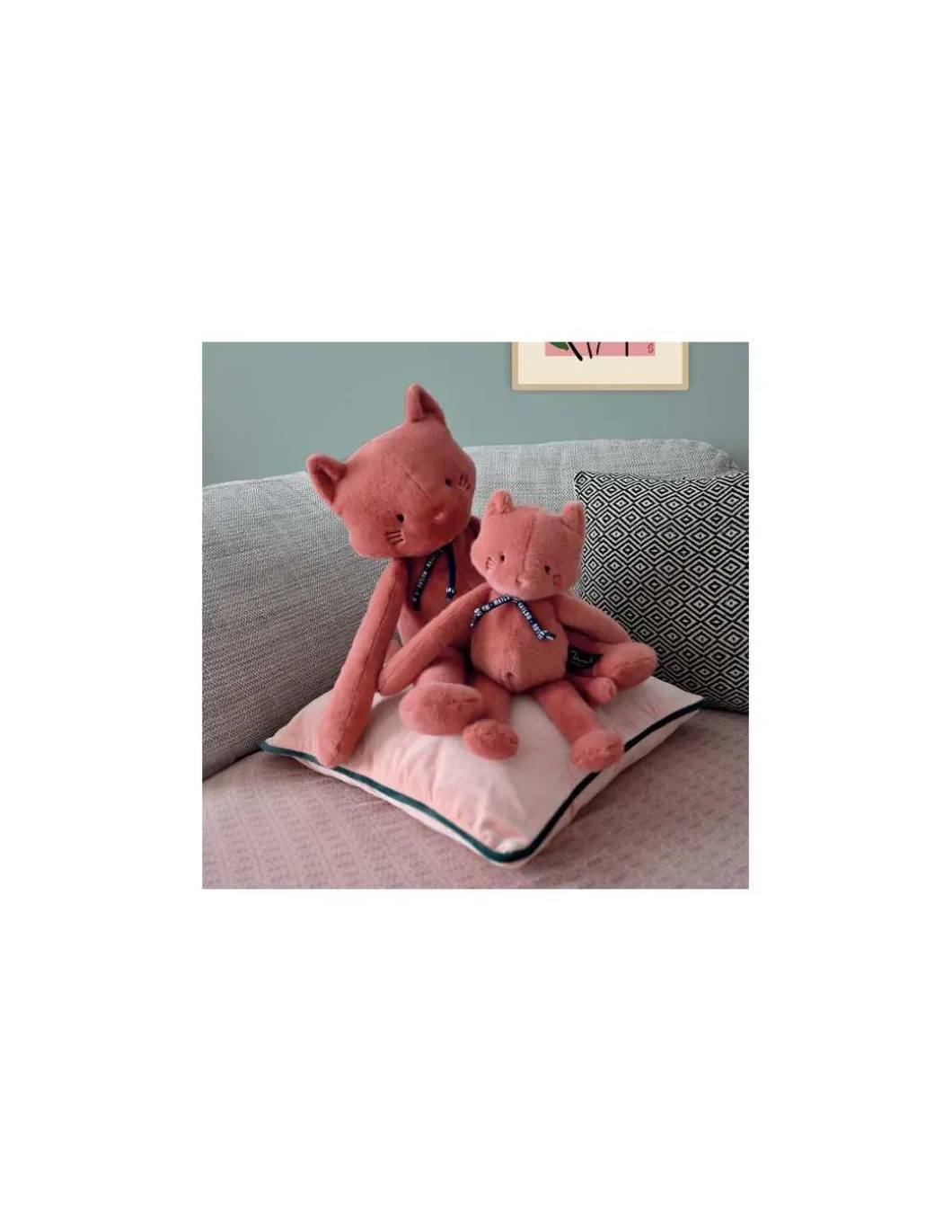 Peluche Chat Méloé 37 cm rose - Maïlou Tradition