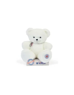 Peluche L'ours français 35 cm blanc flocon