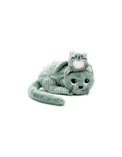 Peluche Miaou le chat maman et bébé vert menthe - Les Ptipotos by Déglingos