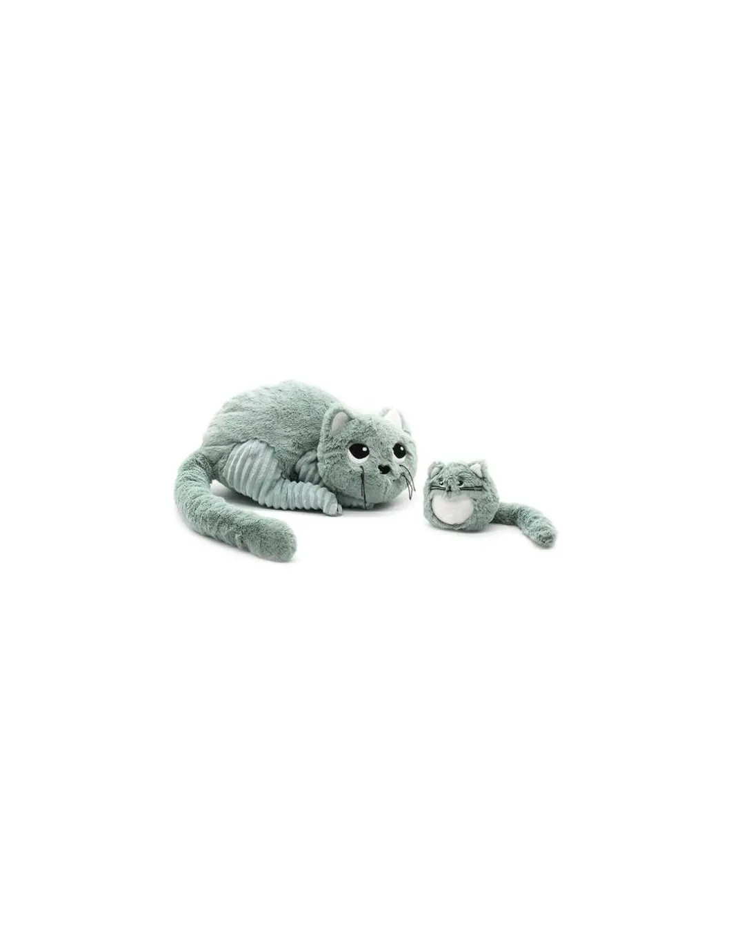 Peluche Miaou le chat maman et bébé vert menthe - Les Ptipotos by Déglingos