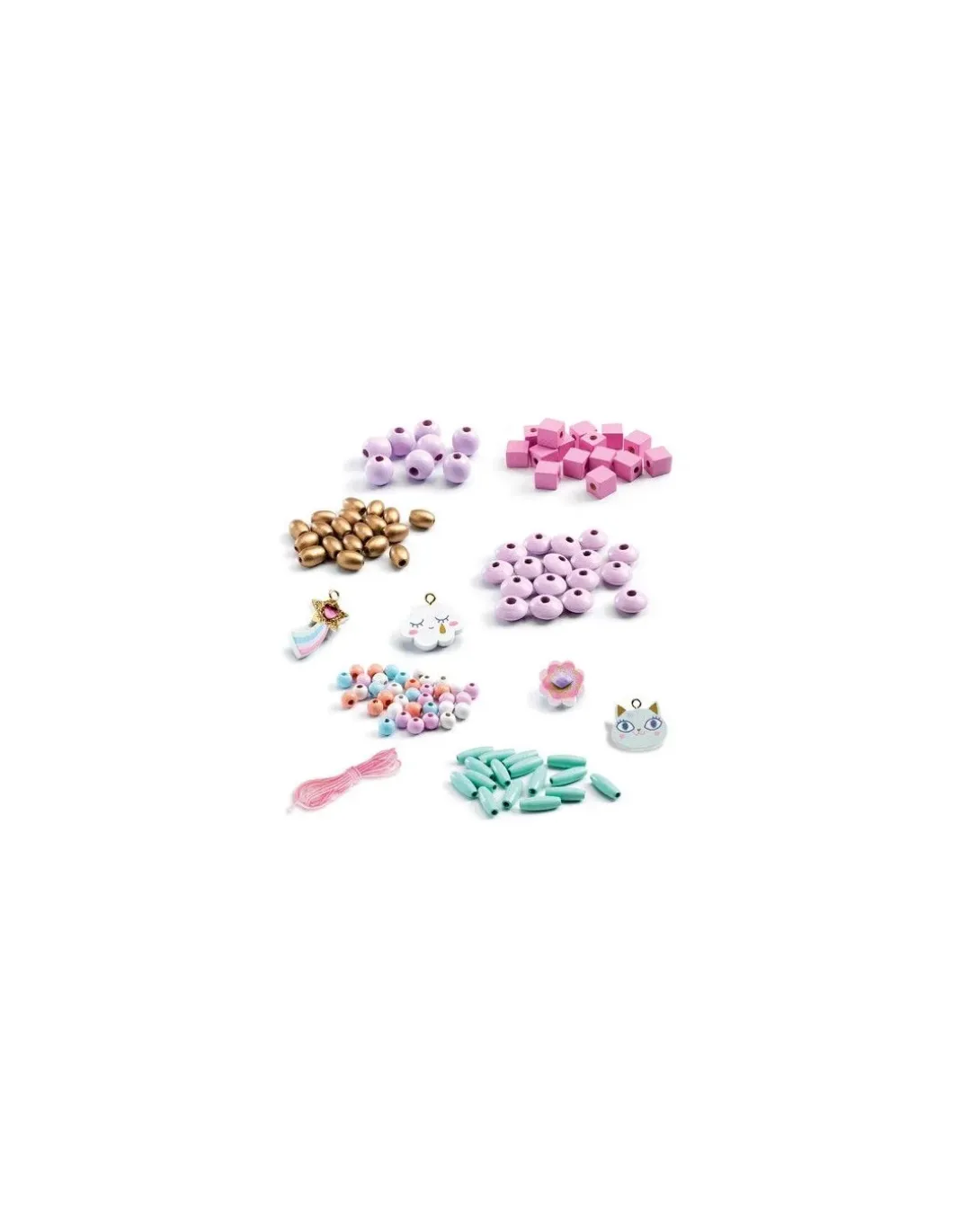 Perles en bois arc en ciel - Djeco