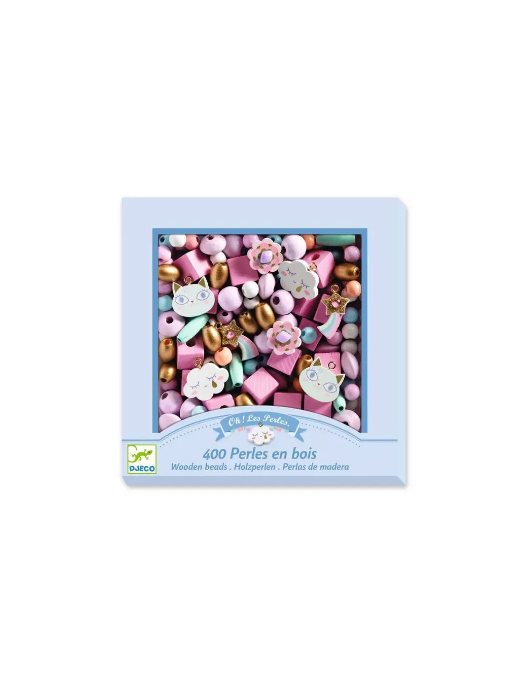 Perles en bois arc en ciel - Djeco