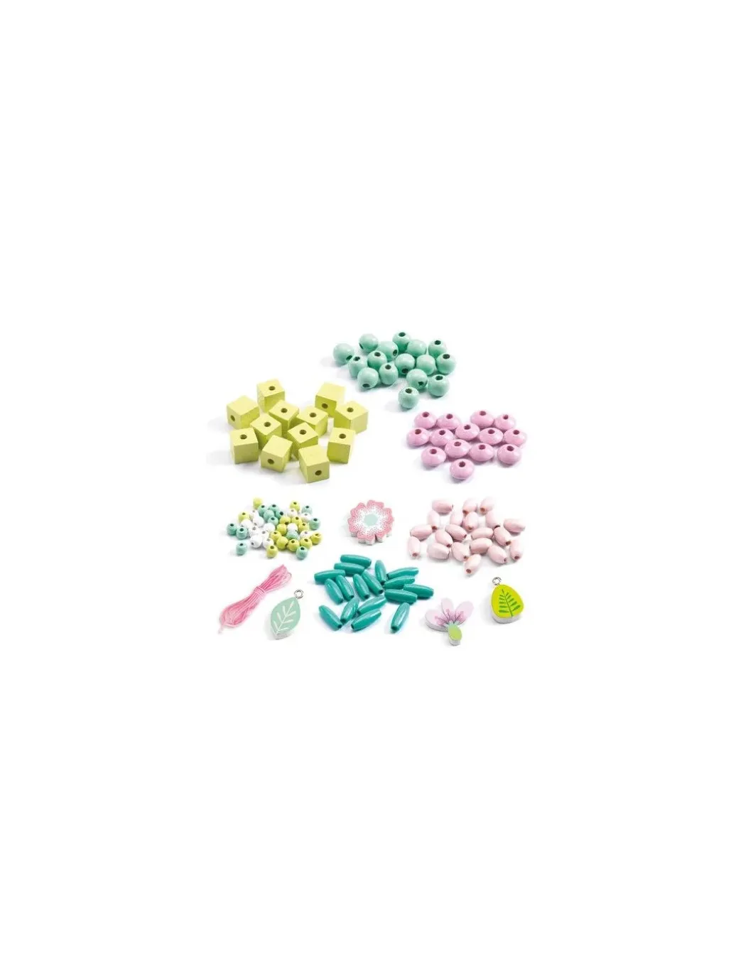 Perles en bois feuilles et fleurs - Djeco