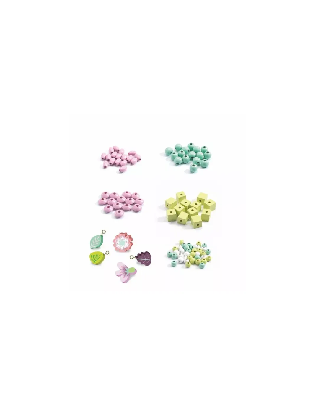 Perles en bois feuilles et fleurs - Djeco