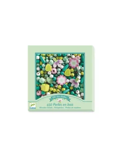 Perles en bois feuilles et fleurs - Djeco