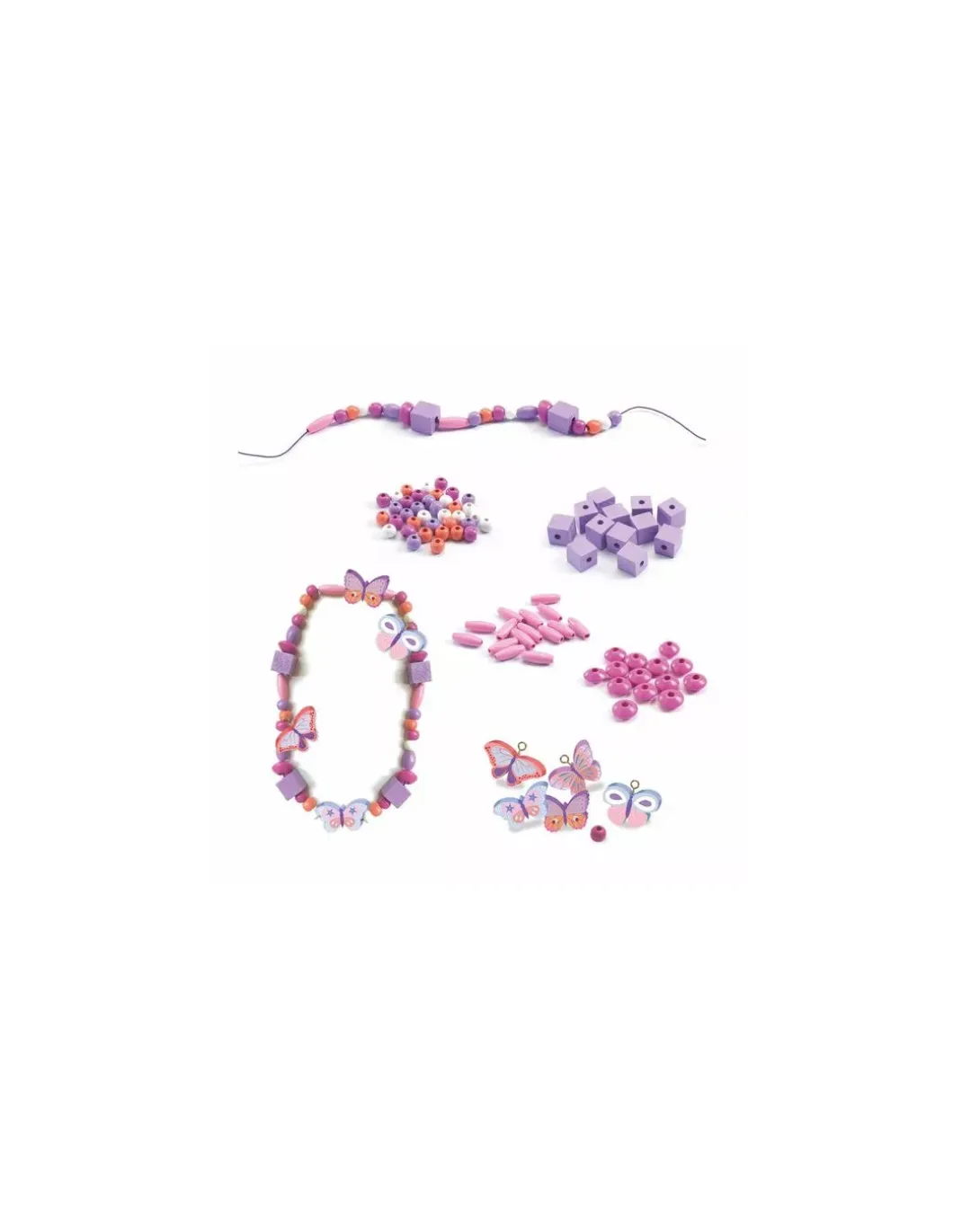 Perles en bois papillons - Djeco