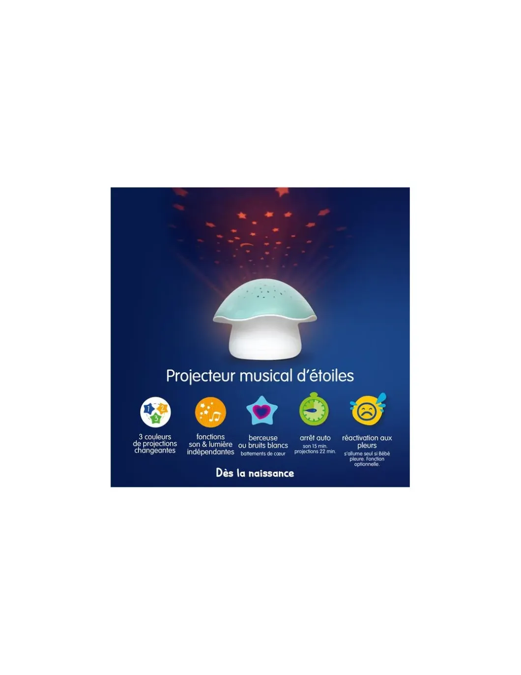 Projecteur d’étoiles Champignon bleu - Pabobo