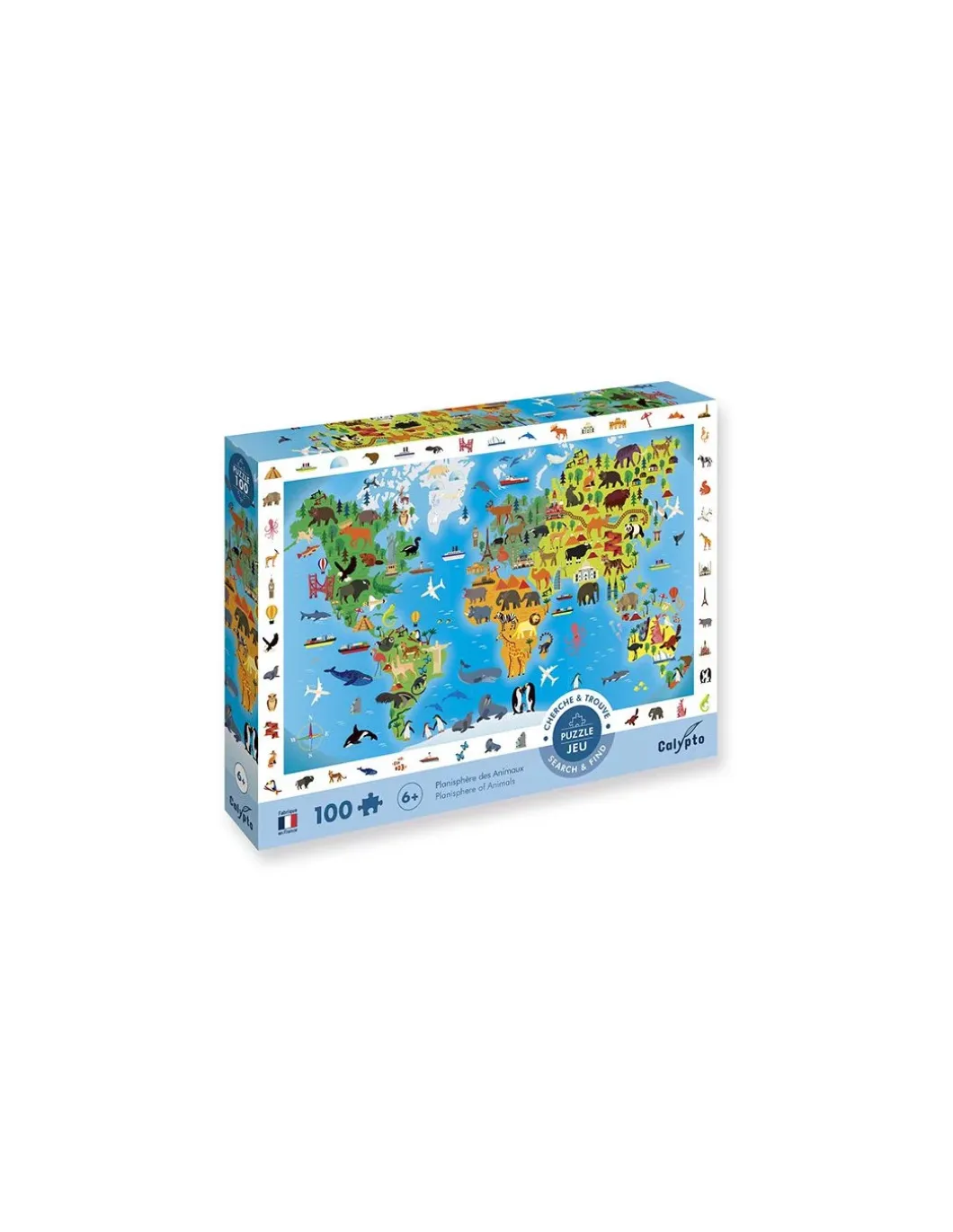 Puzzle Cherche et trouve Planisphère des Animaux - Sentosphère