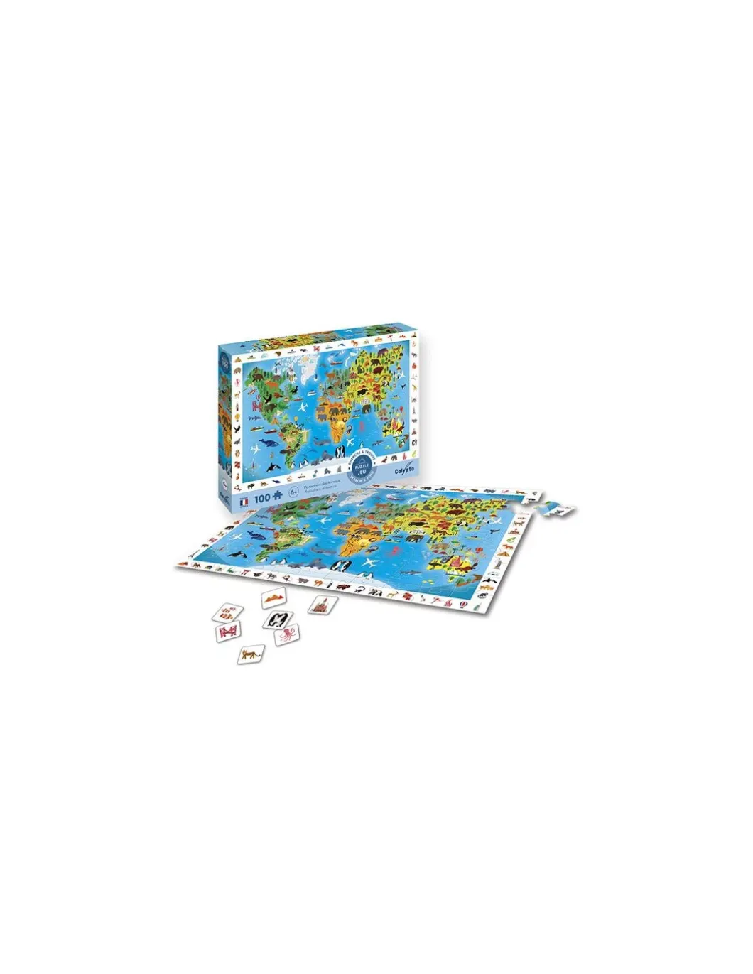 Puzzle Cherche et trouve Planisphère des Animaux - Sentosphère