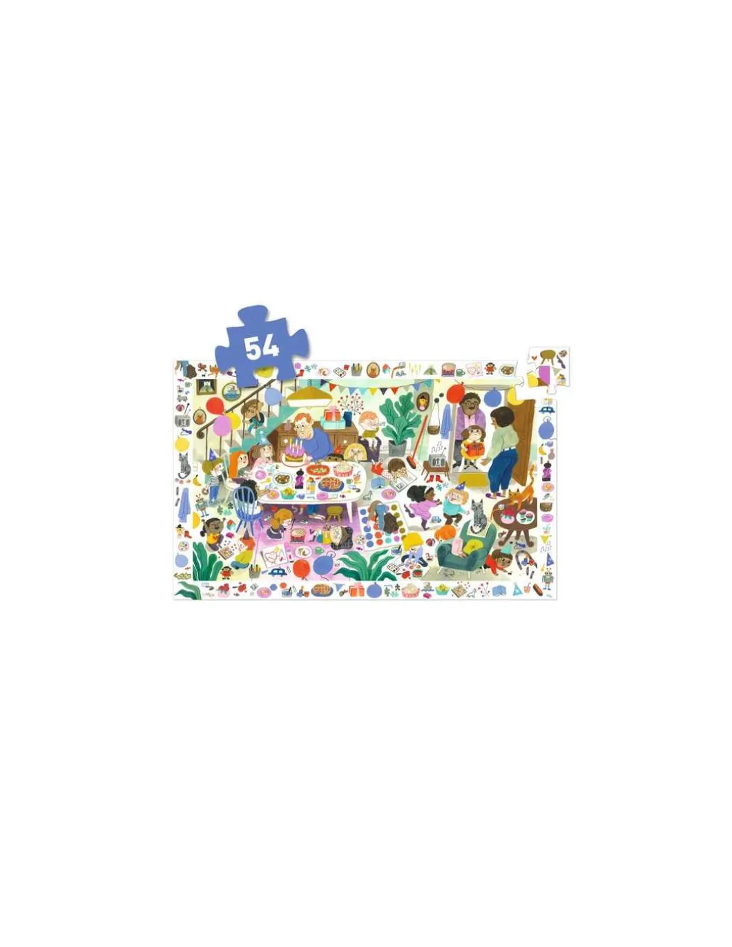 Puzzle d'observation 54 pièces La fête d'anniversaire - Djeco