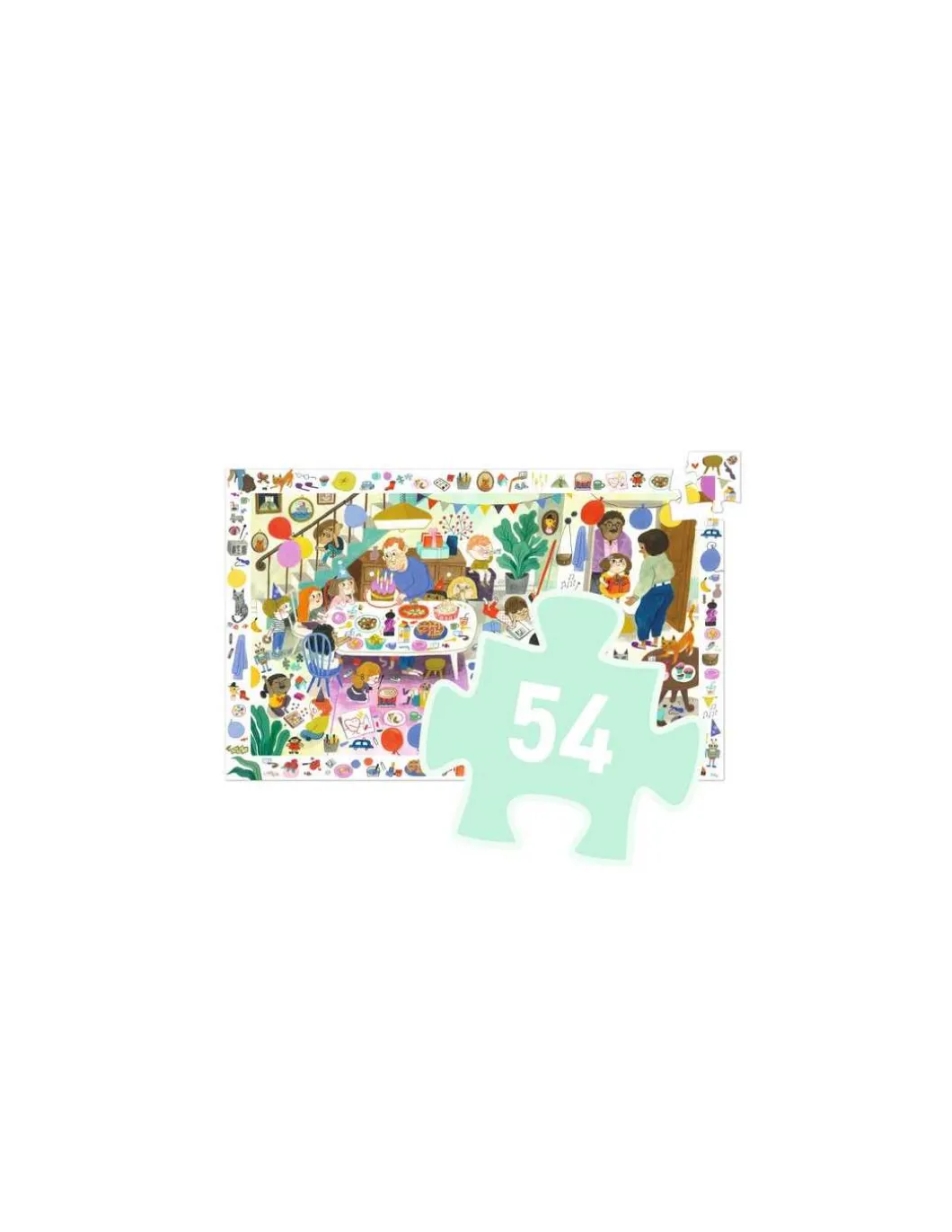 Puzzle d'observation 54 pièces La fête d'anniversaire - Djeco