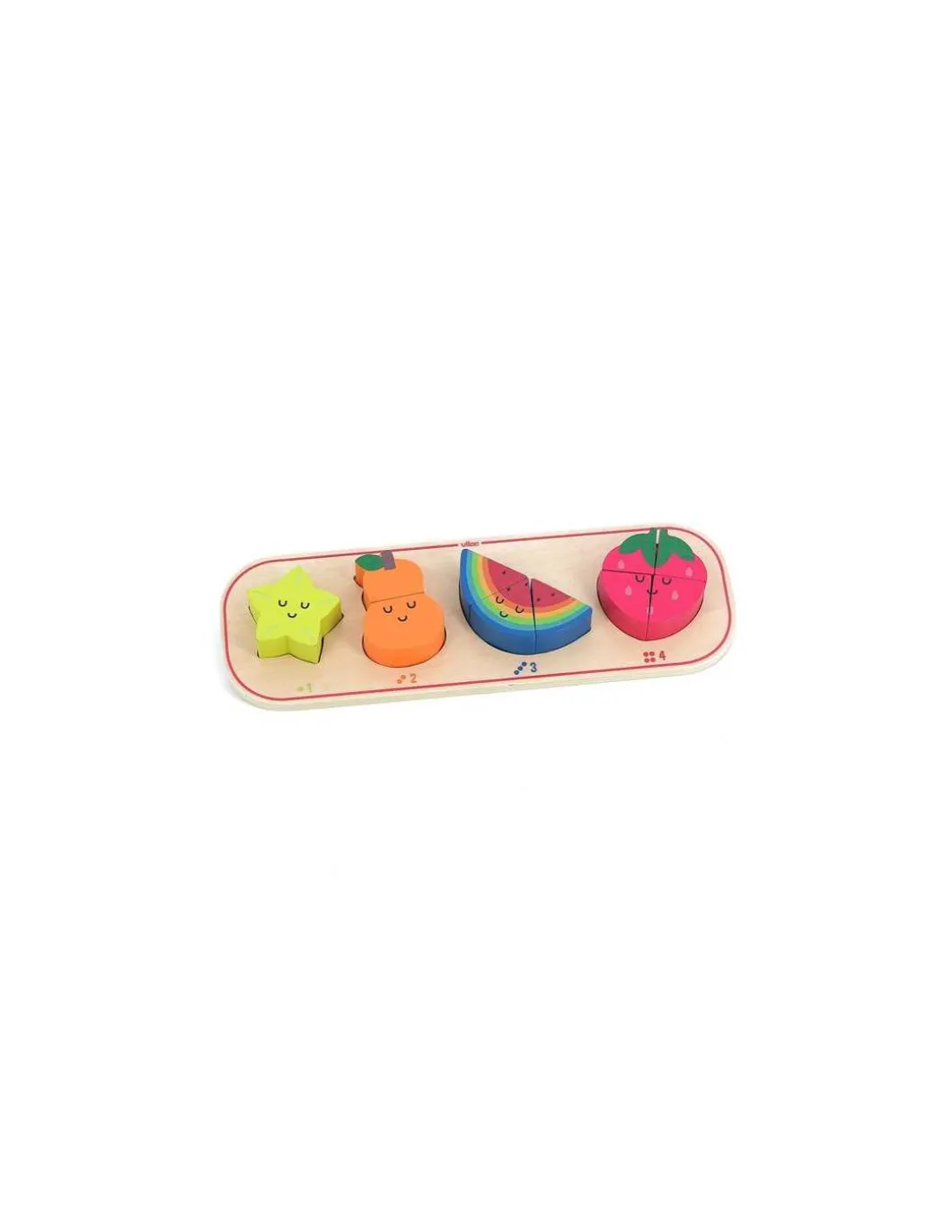 Puzzle encastrement 1,2,3 et 4 fruits Andy Westface - Vilac