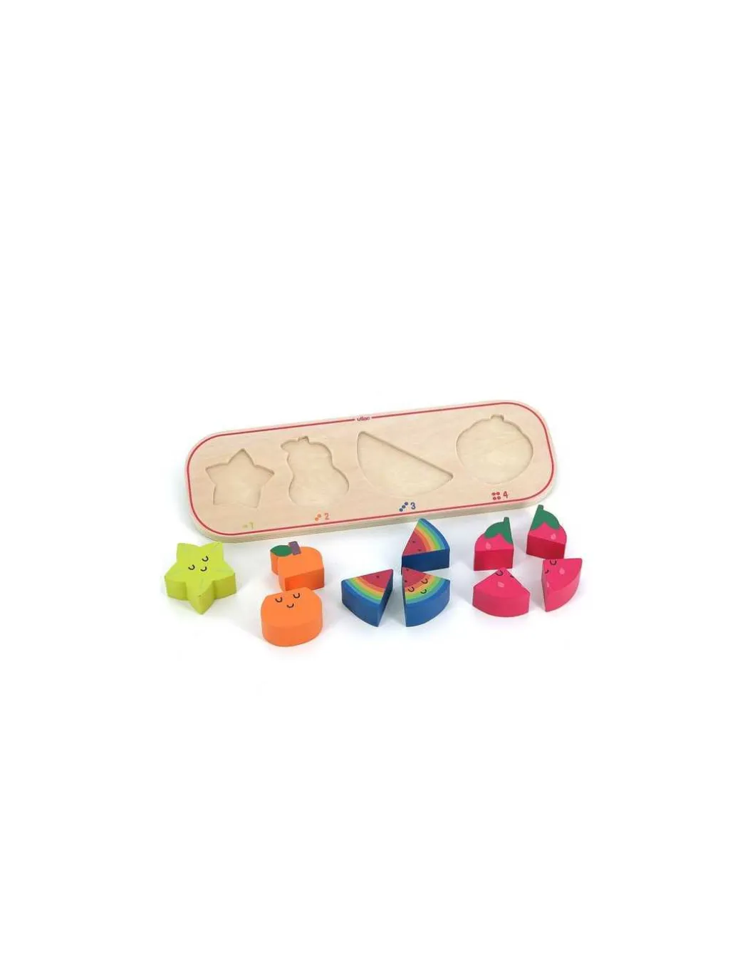 Puzzle encastrement 1,2,3 et 4 fruits Andy Westface - Vilac