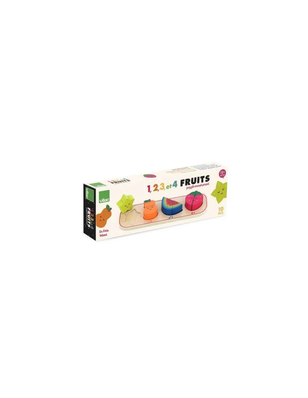 Puzzle encastrement 1,2,3 et 4 fruits Andy Westface - Vilac