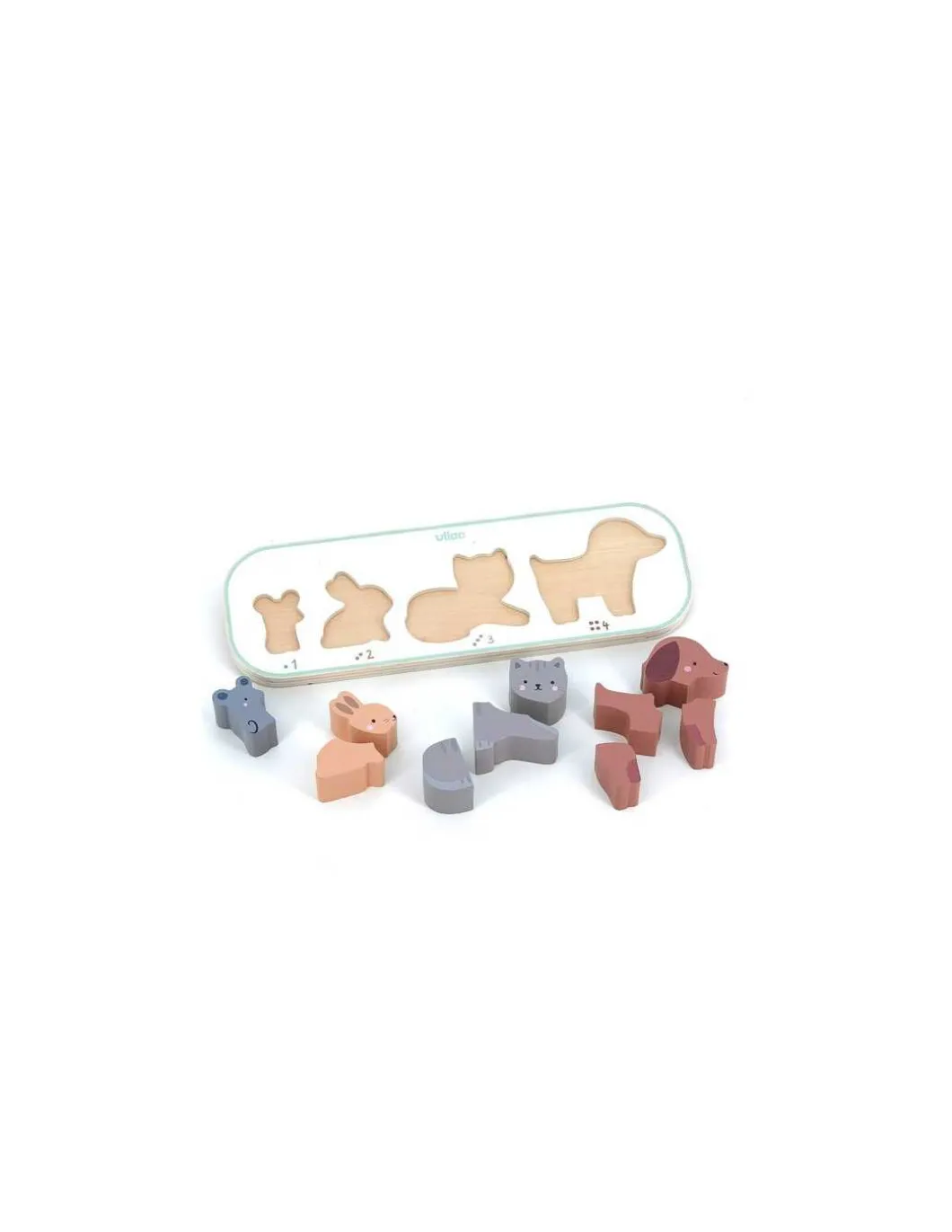 Puzzle Encastrement 1,2,3 et 4 animaux Sarah Betz - Vilac