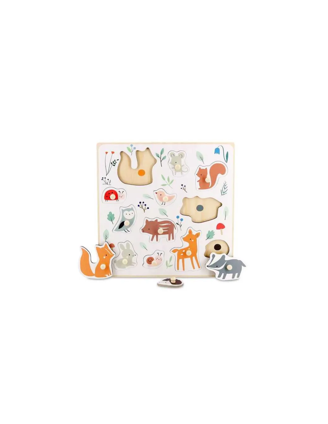 Puzzle Encastrement boutons bois animaux de la forêt Sarah Betz - Vilac
