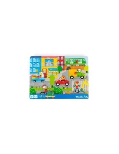 Puzzle sonore en bois la ville Les Popipop - Moulin Roty