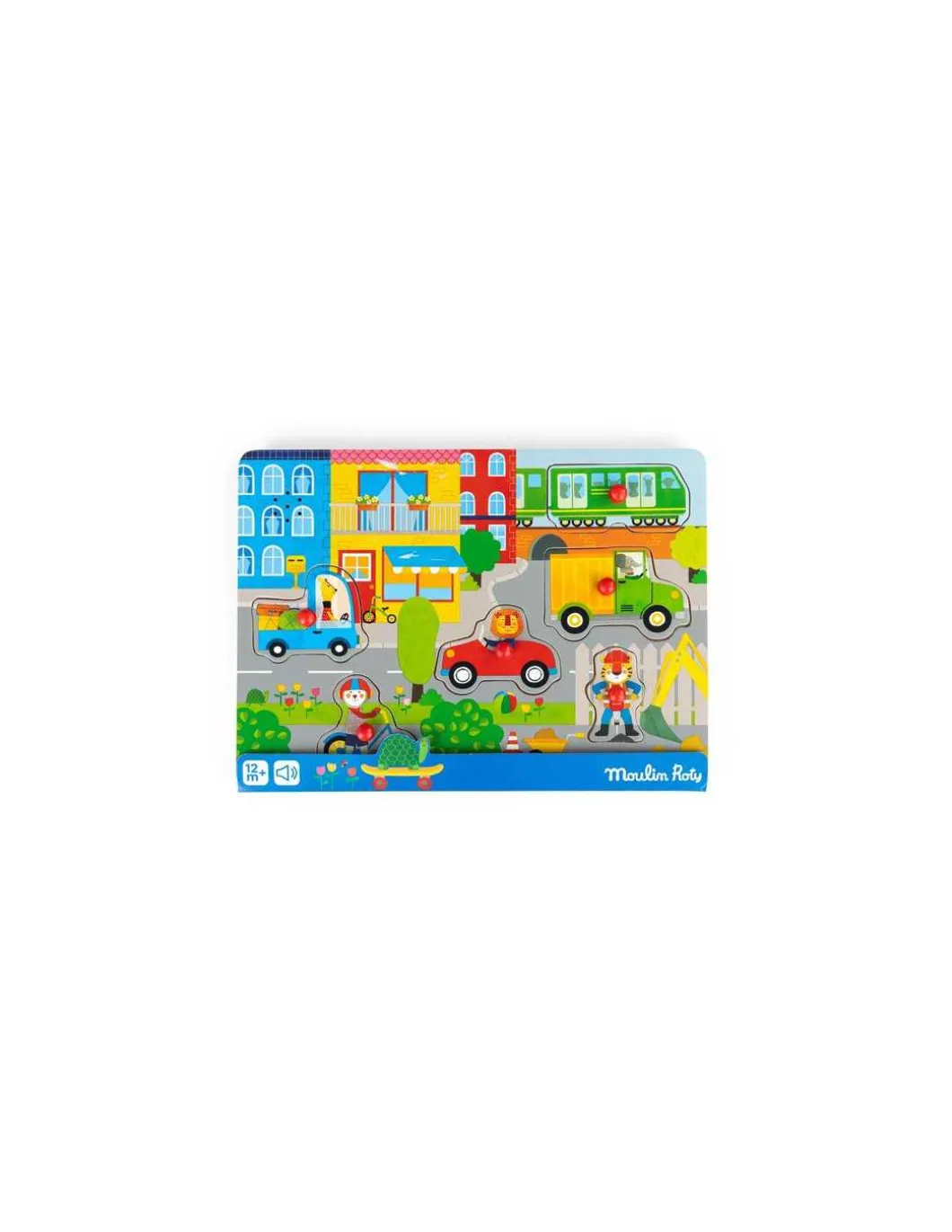 Puzzle sonore en bois la ville Les Popipop - Moulin Roty