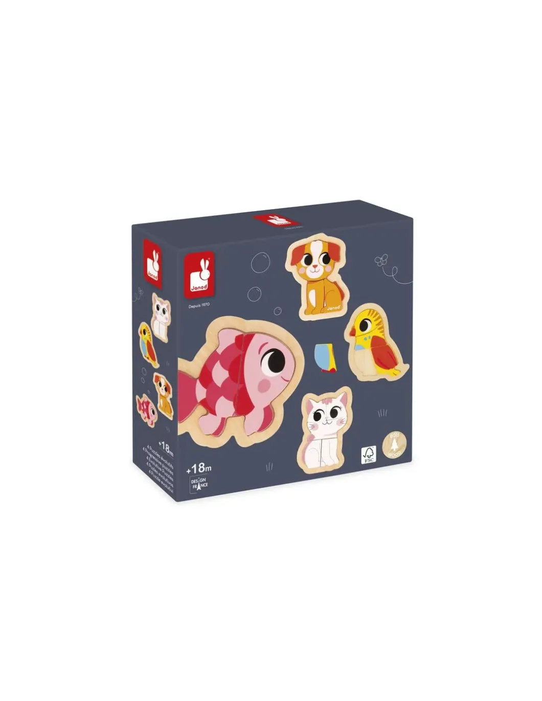 Puzzles évolutifs en bois Animaux domestiques - Janod