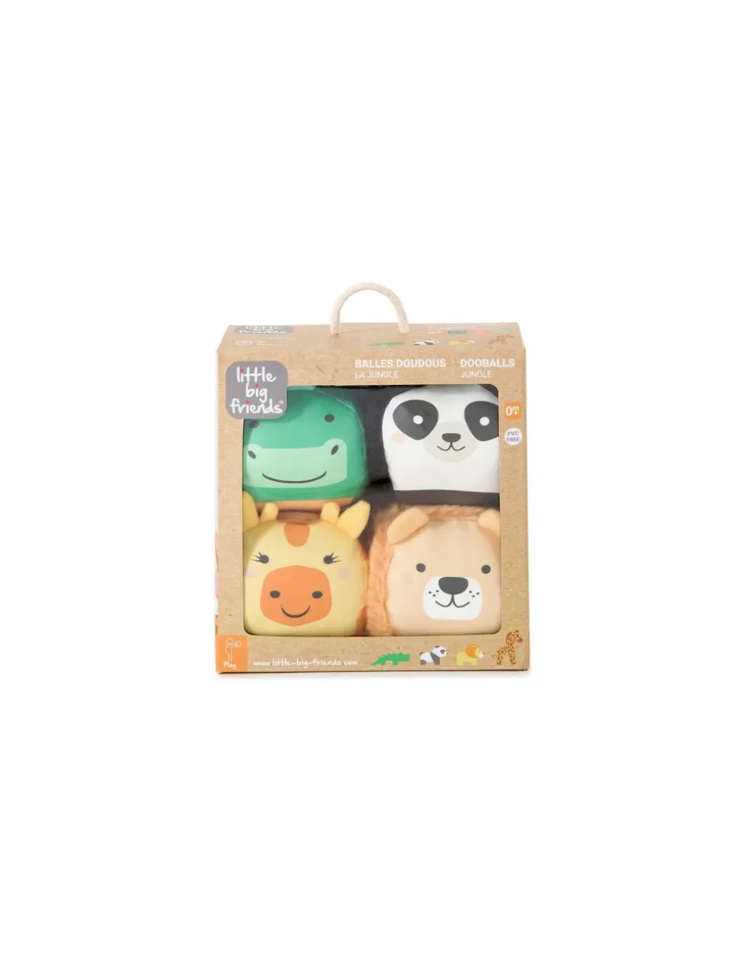 Set de 4 balles doudous jungle - Little Big Friends