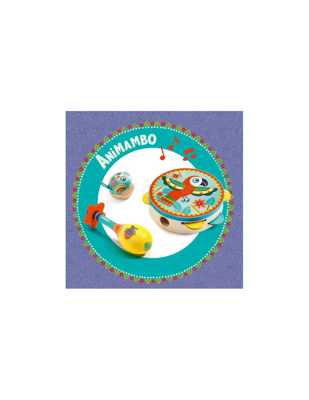 Set musical tambourin, maracas et castagnette Animambo - Djeco