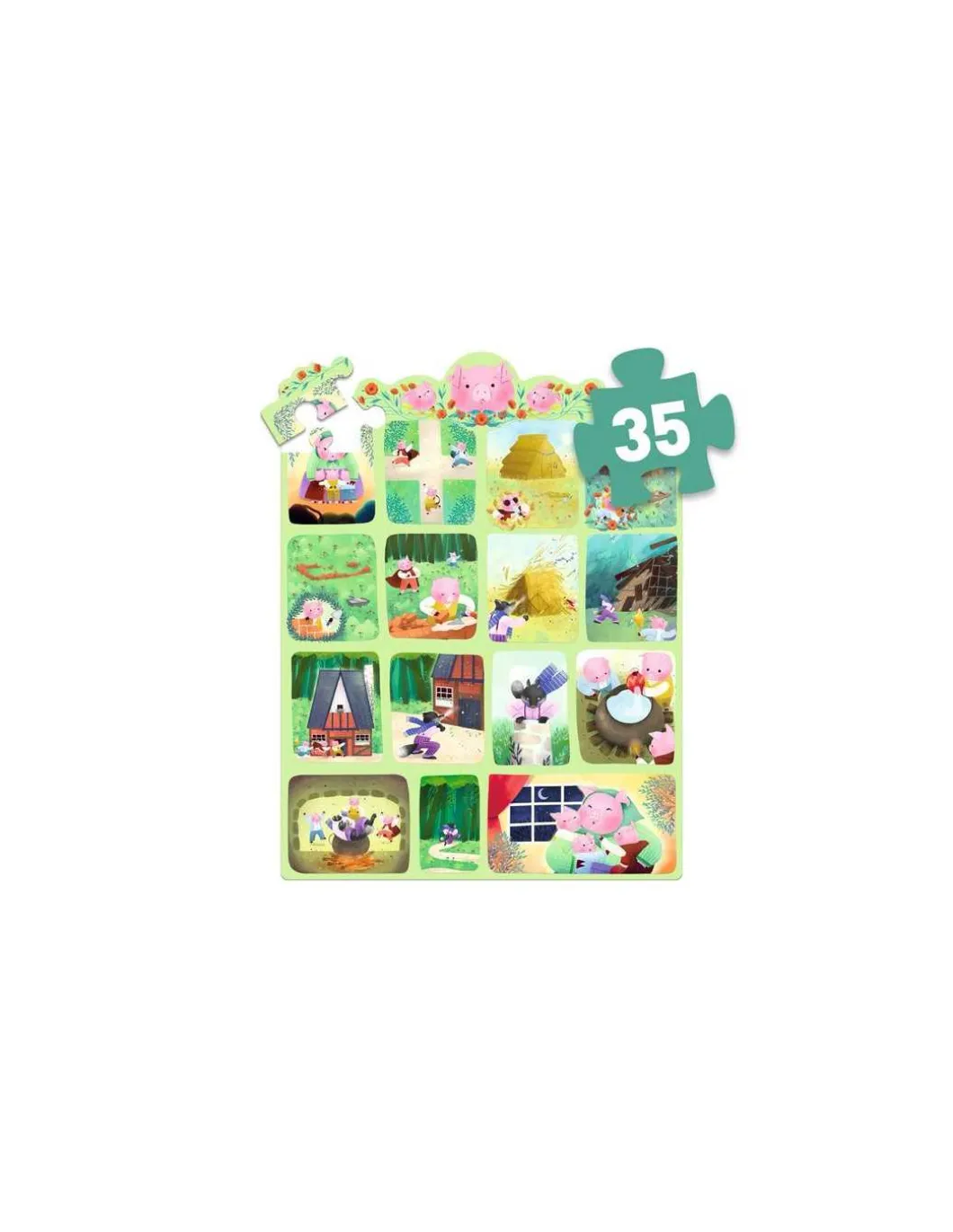 Story puzzle Les Trois Petits Cochons 35 pièces - Djeco