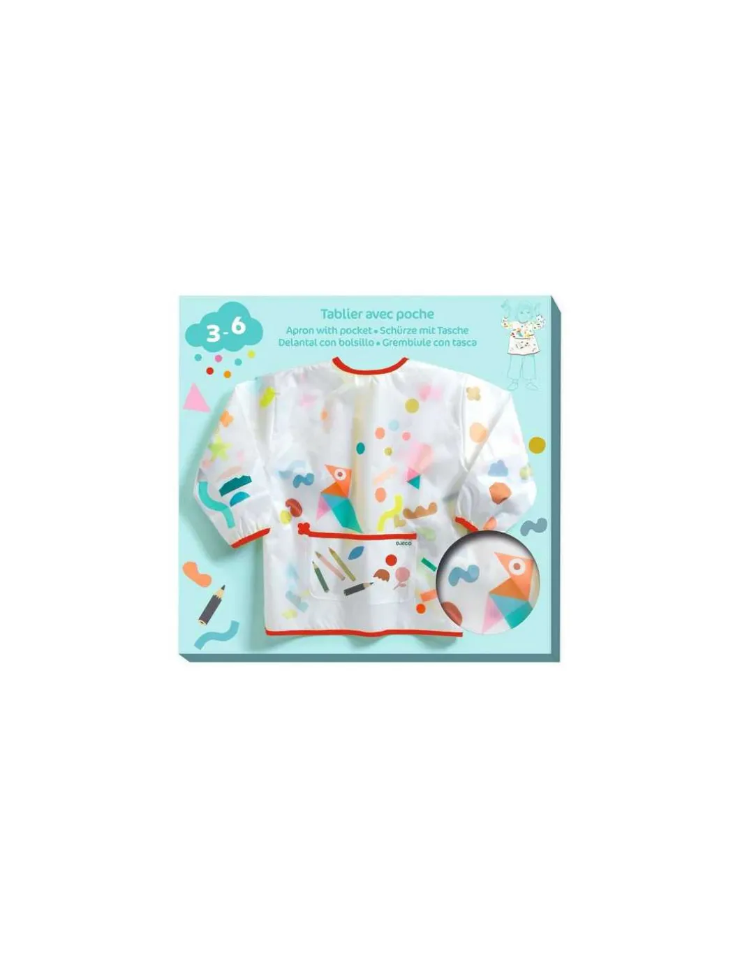 Tablier avec poche Gommettes et crayons - Djeco