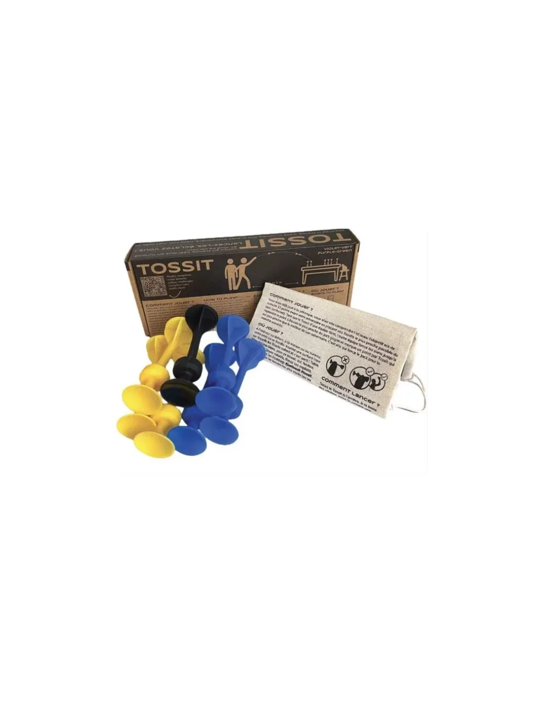 TOSSIT bleu jaune - Jeu de fléchettes ventouse