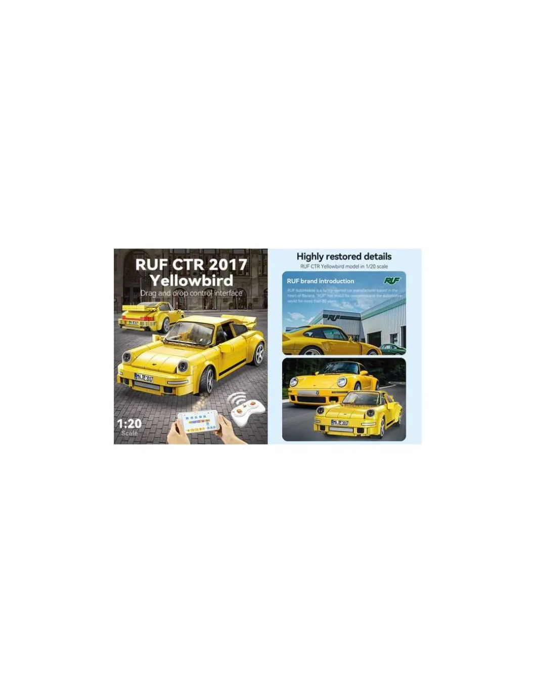 Voiture de course RUF CTR 2017 Yellowbird 222 pièces - CaDA